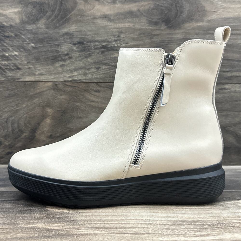 NIB Naturalizer Talise 8.5M Off White Leather Platform Zip Ankle Booties Boots - Picture 7 of 13